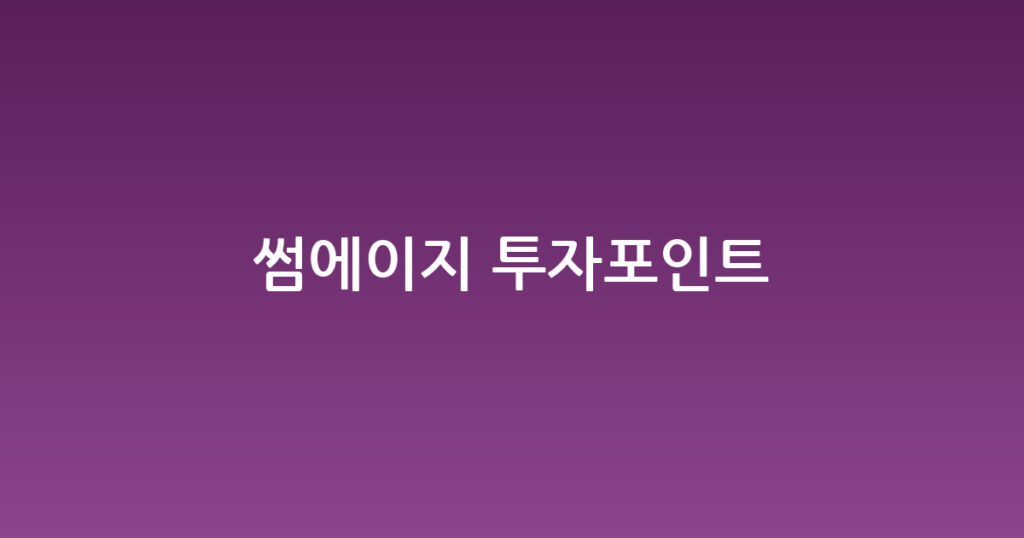 썸에이지 투자포인트 대표 이미지