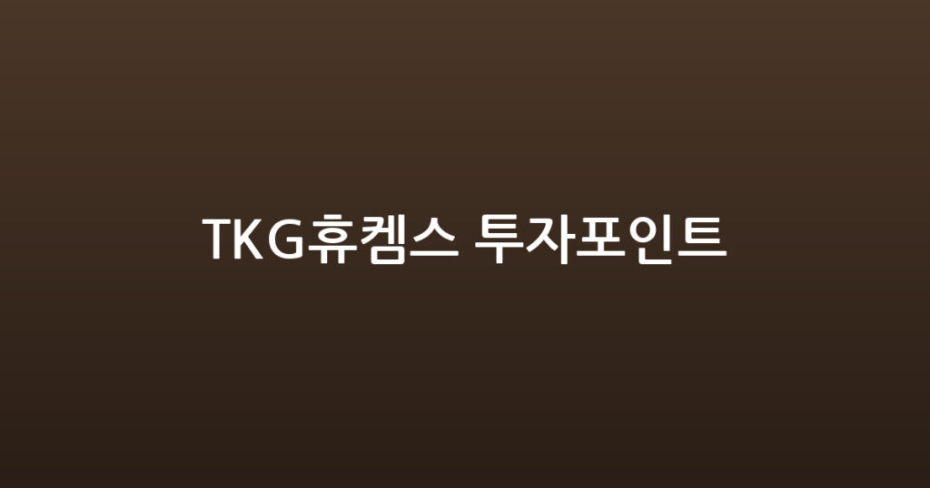 TKG휴켐스 투자포인트 대표 이미지