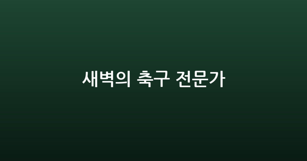 새벽의 축구 전문가 대표 이미지