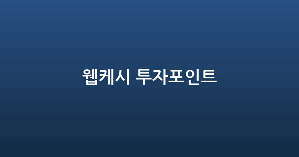 웹케시 투자포인트 대표 이미지