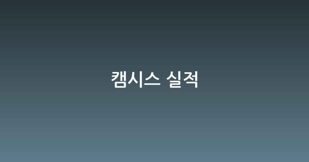 캠시스 실적 대표 이미지